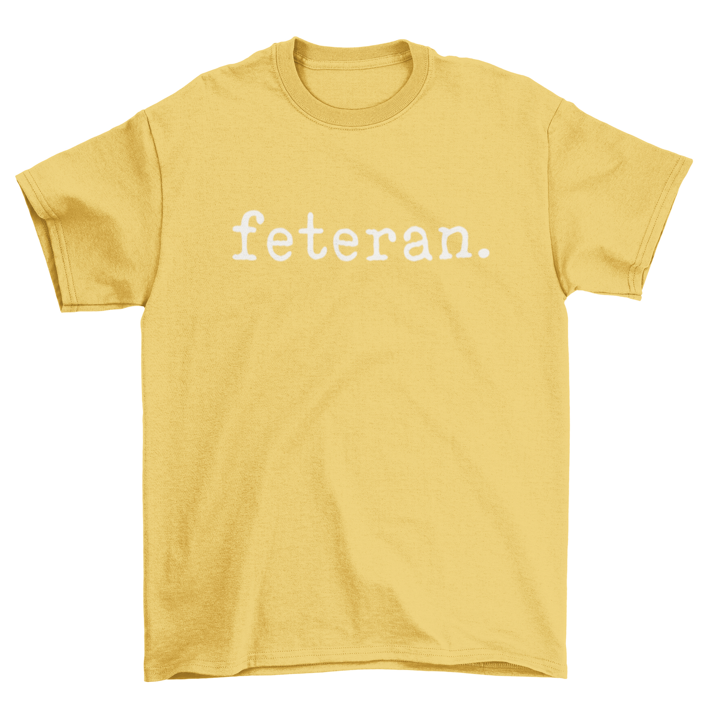 Feteran Short Sleeve Yellow T-Shirt with White Text